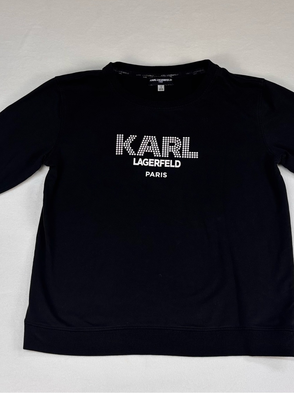 Karl Lagerfeld Black Crewneck Sweatshirt with Studded KARL Logo